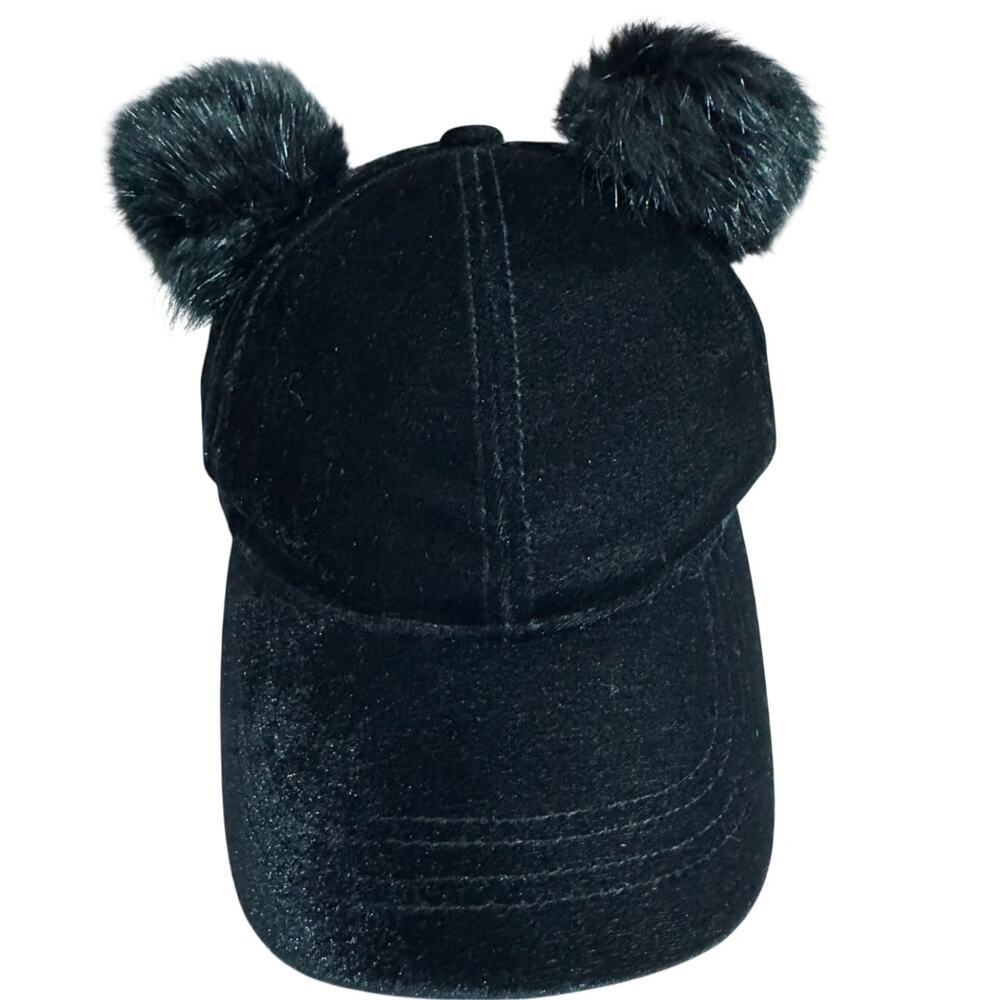 Guess Los Angeles Women's Mickey Mouse Black Velour Puffs Hat